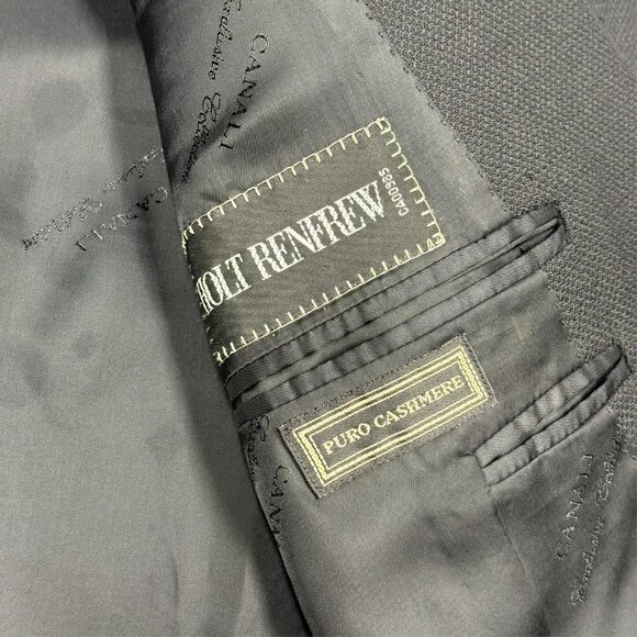 Canali 100% Cashmere Blazer Made in Italy Black Sport Coat 44L - Picture 8 of 10